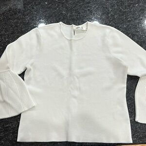 White Eliza J sweater with bell sleeves